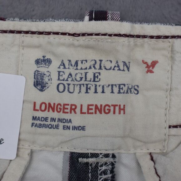 American Eagle Shorts Mens 30 Black Check Plaid Longer Length Uniform Preppy - Picture 2 of 15